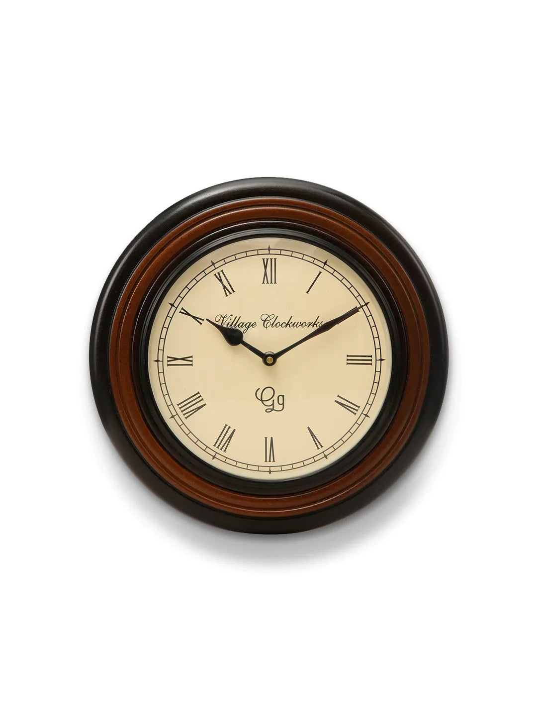 Round Wooden Polish Lining 12 Inches Analog Wall Clock