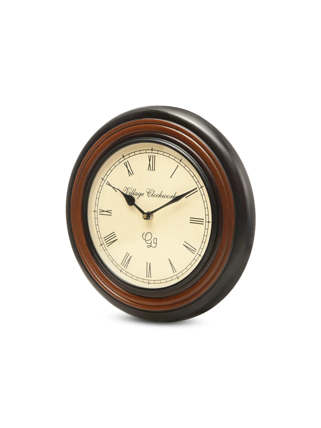 Round Wooden Polish Lining 12 Inches Analog Wall Clock