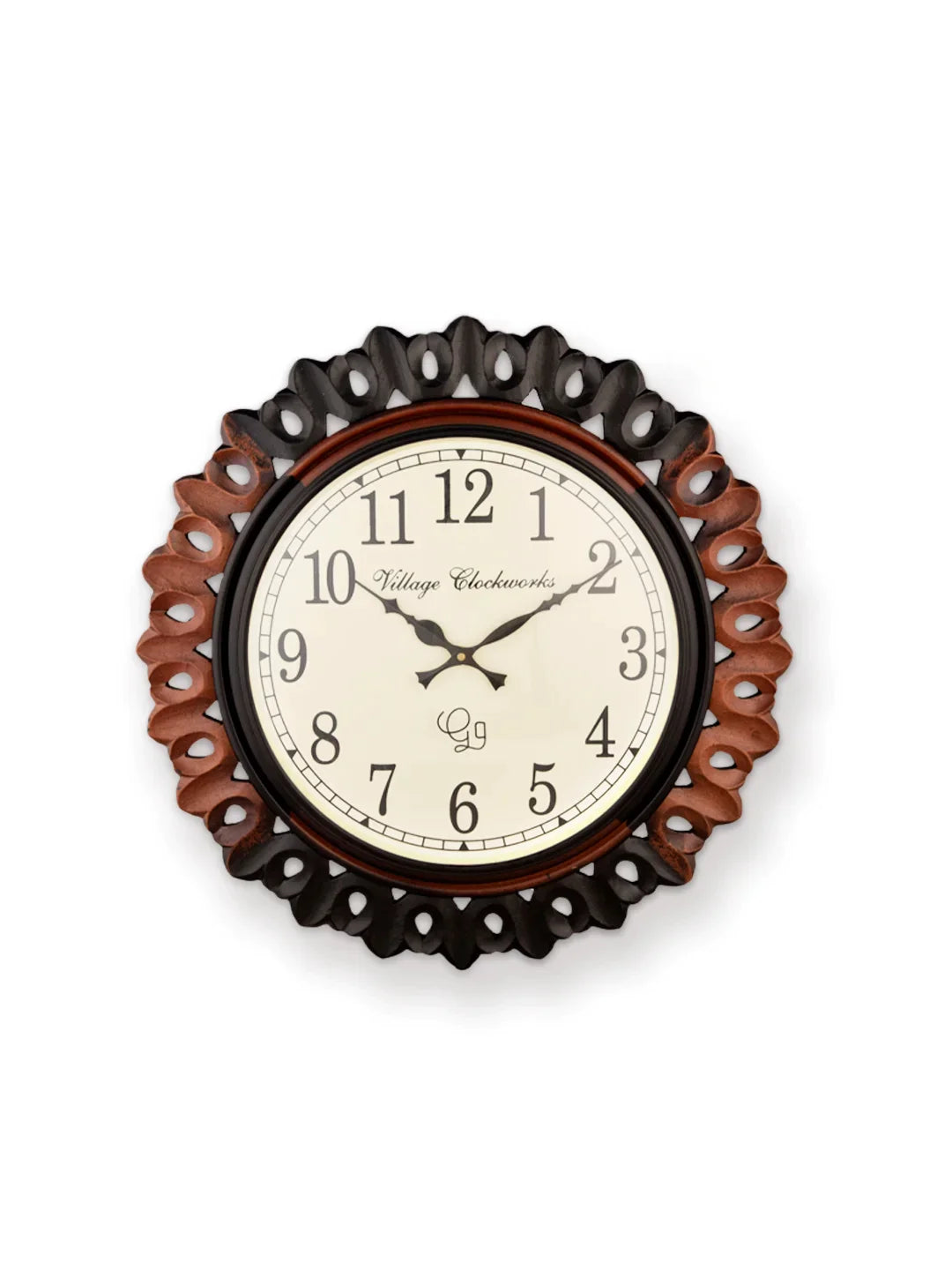 Round Wooden Carving 18 Inches Analog Wall clock