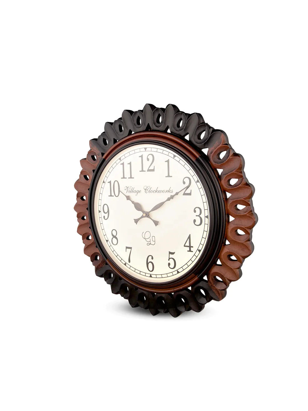 Round Wooden Carving 18 Inches Analog Wall clock
