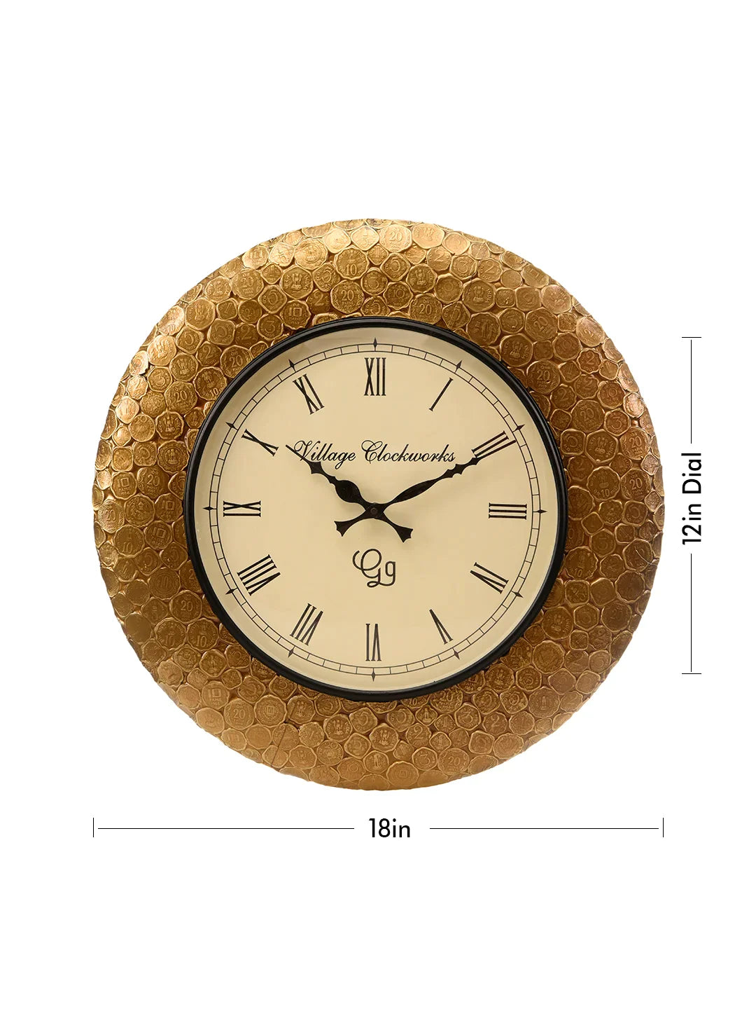 Round Gold Pop Coin 18 Inches Analog Wall Clock