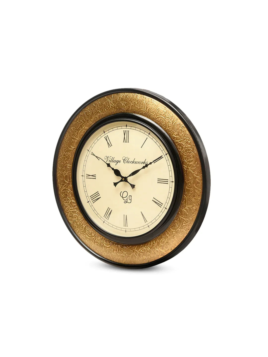 Round Golden Polish with Metal Brass 18 Inches Analog Wall Clock