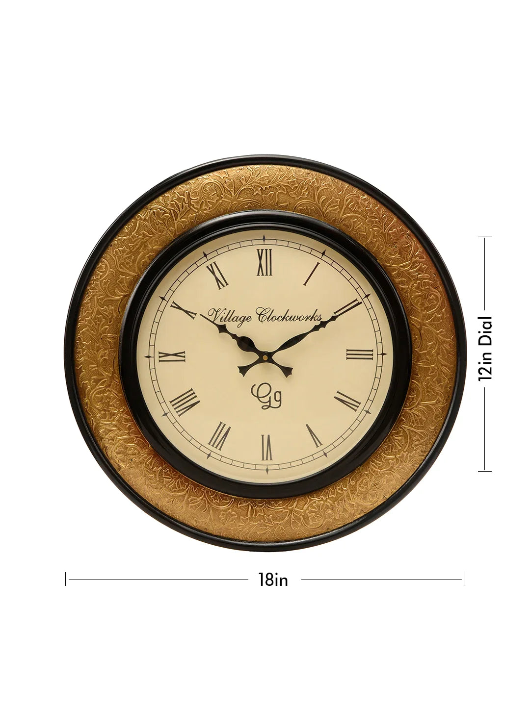 Round Golden Polish with Metal Brass 18 Inches Analog Wall Clock