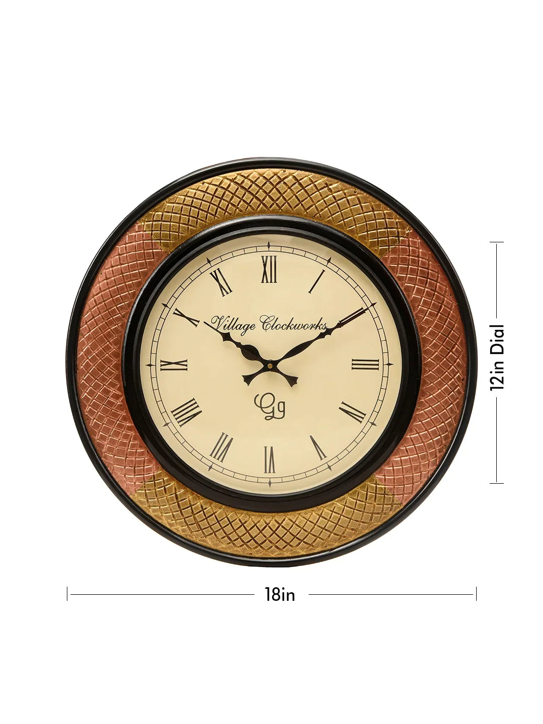 Round Multicolor Polish with Metal Brass 18 Inches Analog Wall Clock