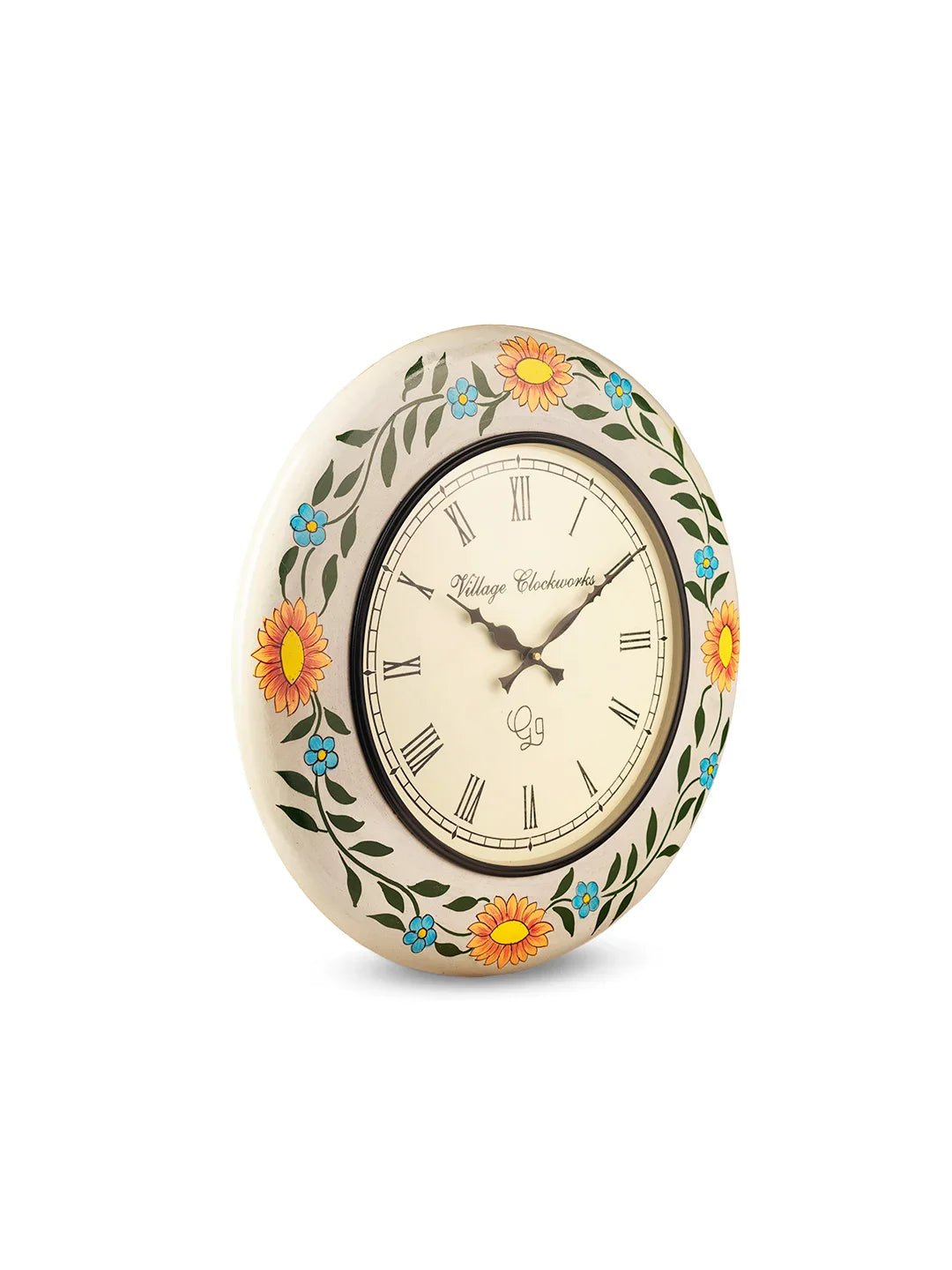 Wooden Round Multicolor Handpainted 18 Inches Analog Wall clock