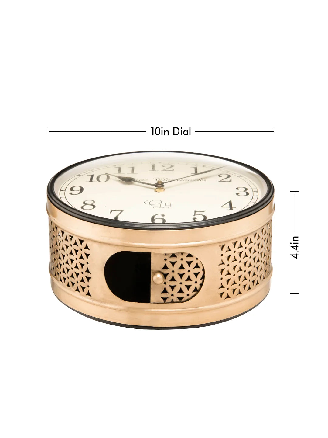 Double Sided Golden Jali Station Wall Clock 10 Inches