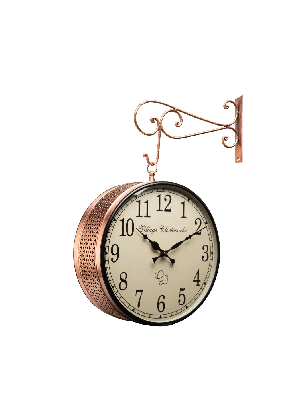 Metal Double Side Copper Jali 12 Inches Analog Station Clock