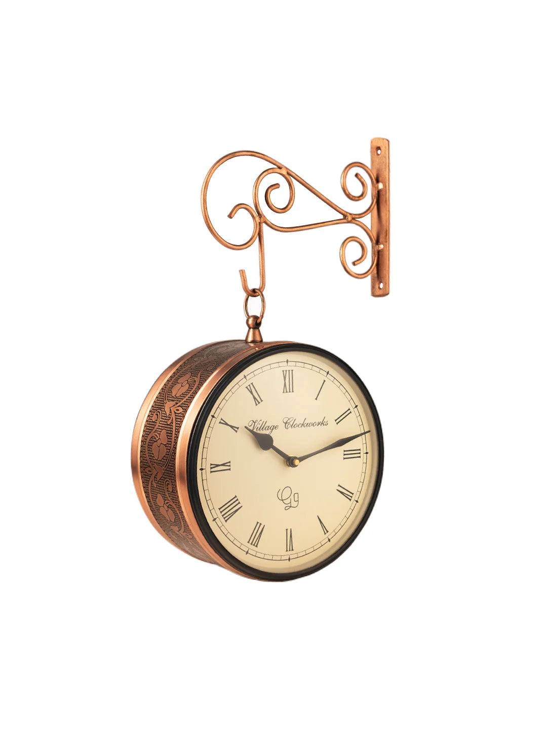 Metal Round Double Side Brass 8 Inches Analog Station Clock