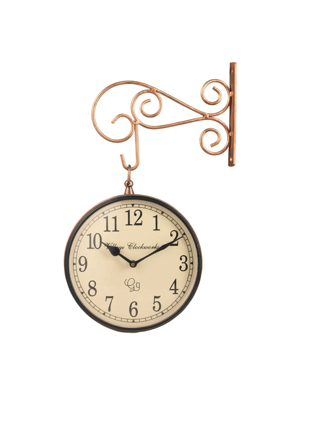 Metal Round Double Side Brass 8 Inches Analog Station Clock