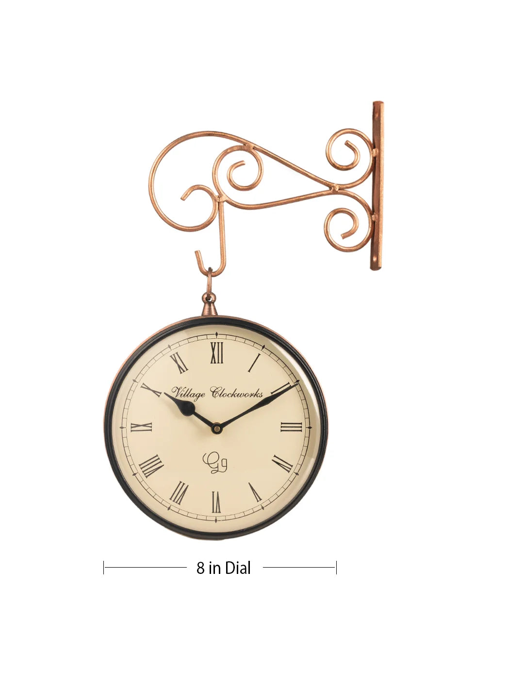 Metal Round Station Clock Brass 8 Inches Wall Clock