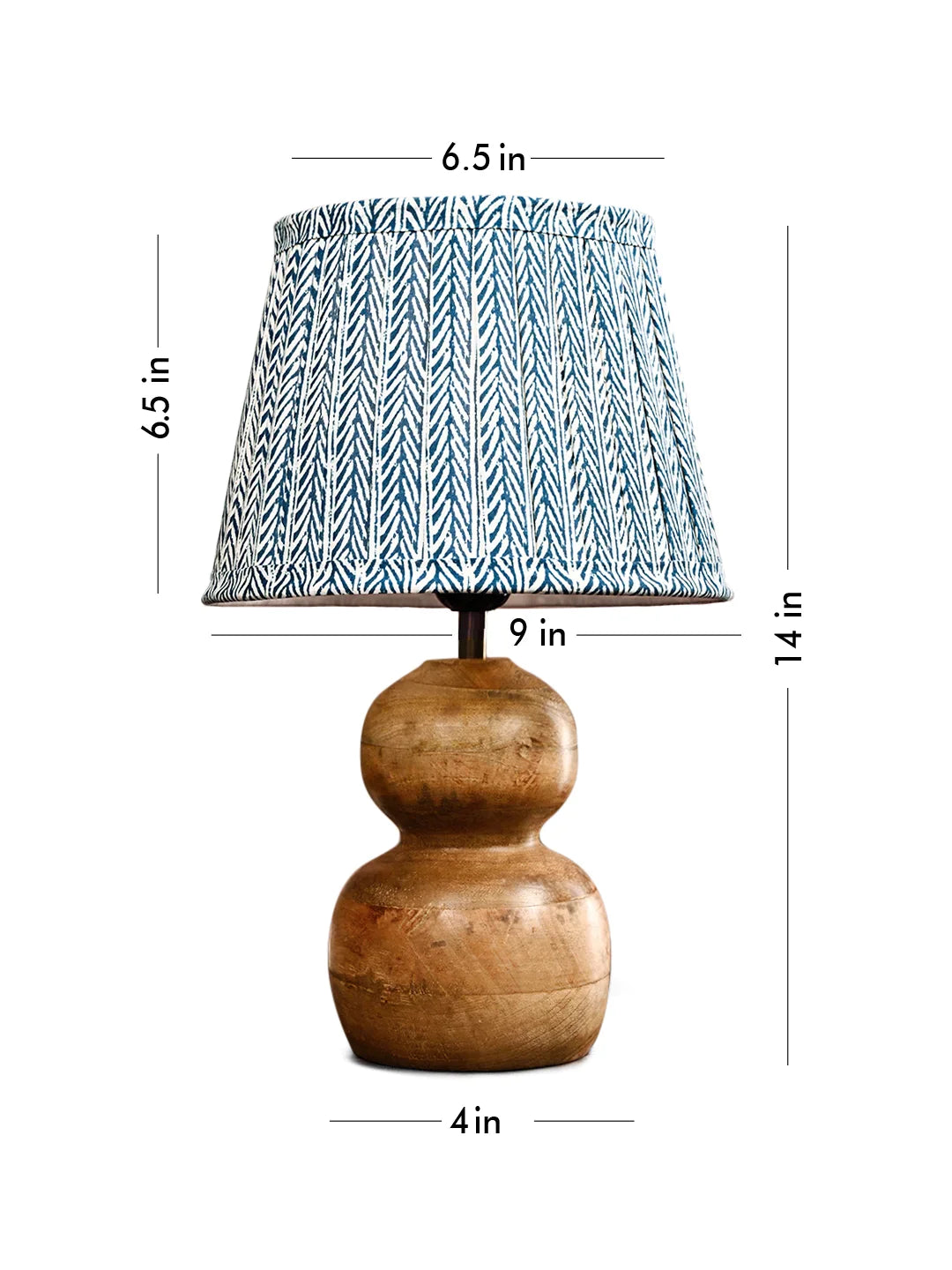 Wooden Double Dome Table Lamp with Pleeted Colorful Grey Taper Shade