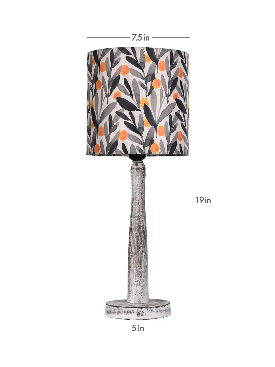 Distress White Wooden Lamp with Yellow Leaf Shade