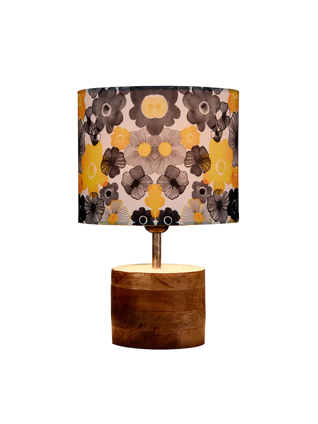 Wooden Brown Log Lamp with Lotus Floral Shade