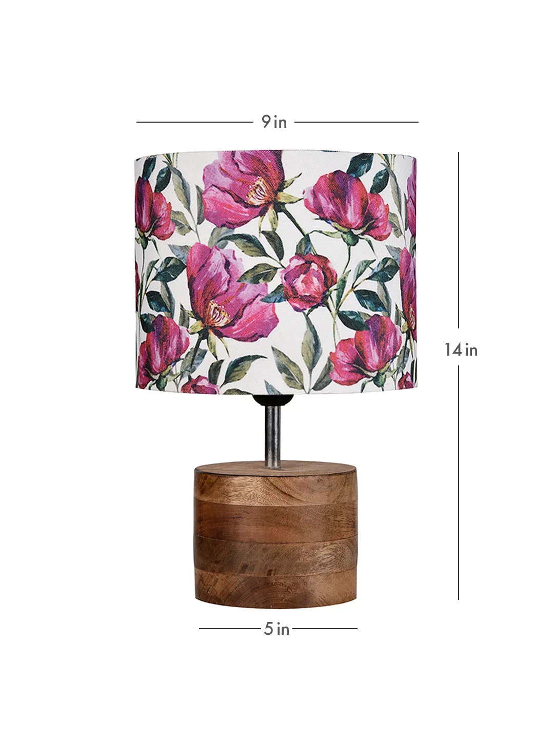 Wooden Brown Log Lamp with Pink Rose Shade
