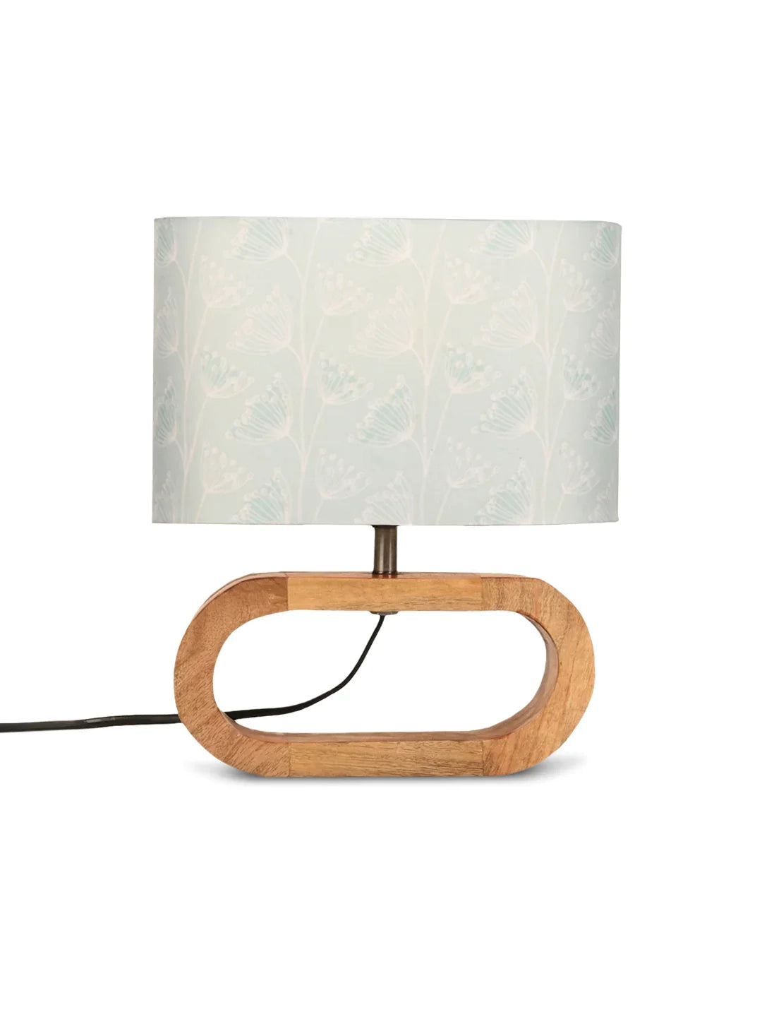 Wooden Oval Lamp with Pastel Meadows shade