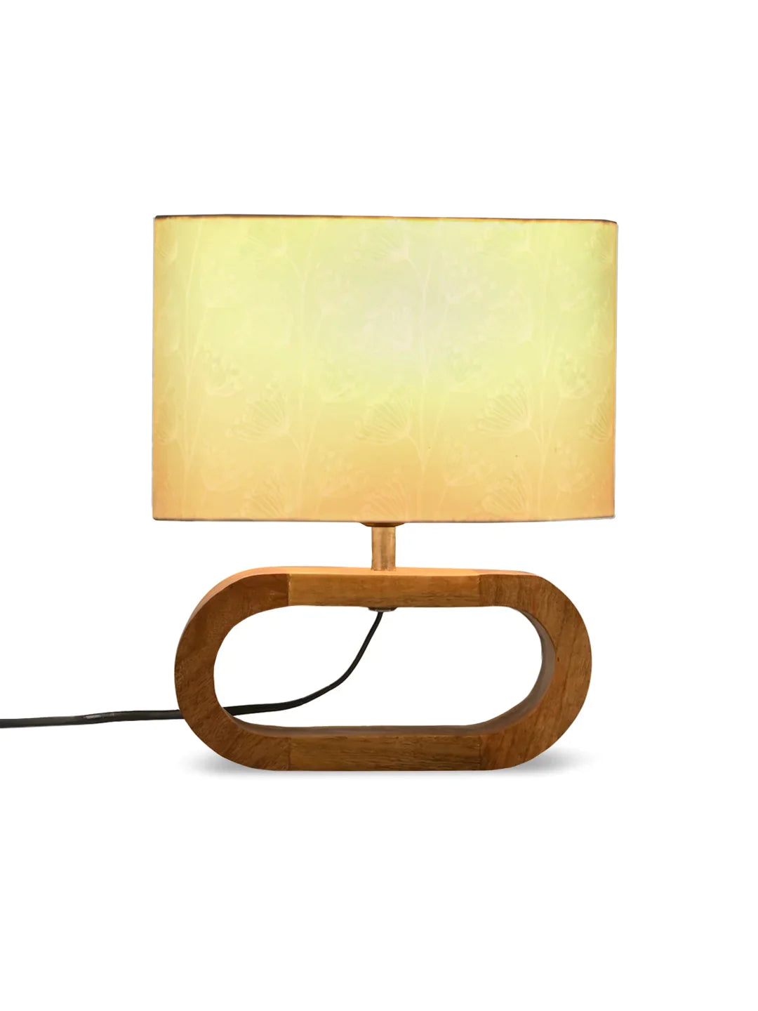 Wooden Oval Lamp with Pastel Meadows shade
