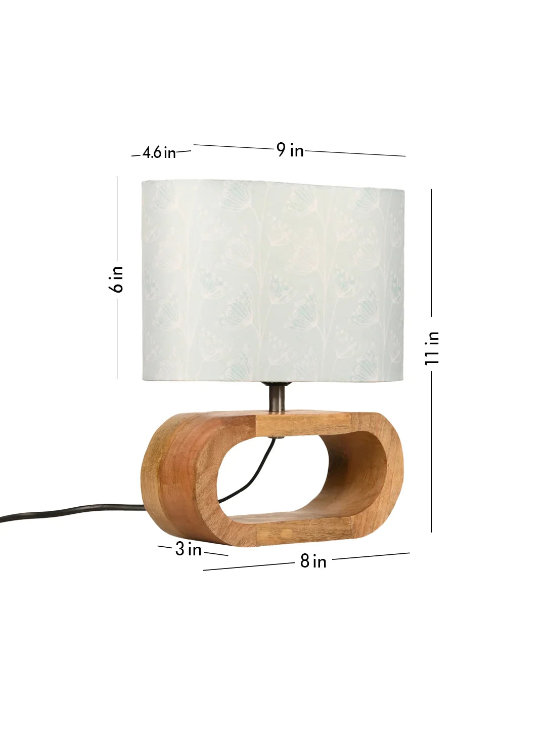 Wooden Oval Lamp with Pastel Meadows shade