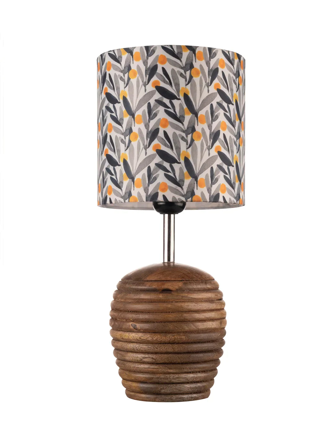 Stripped Brown Lamp with Yellow Leaves multicolor shade