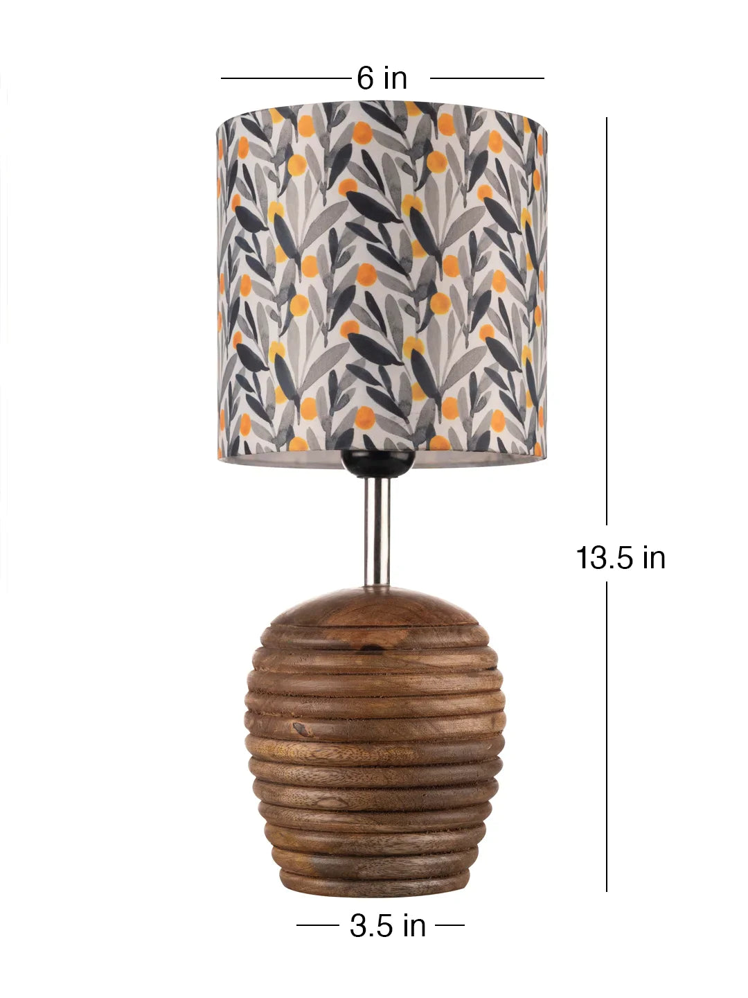 Stripped Brown Lamp with Yellow Leaves multicolor shade