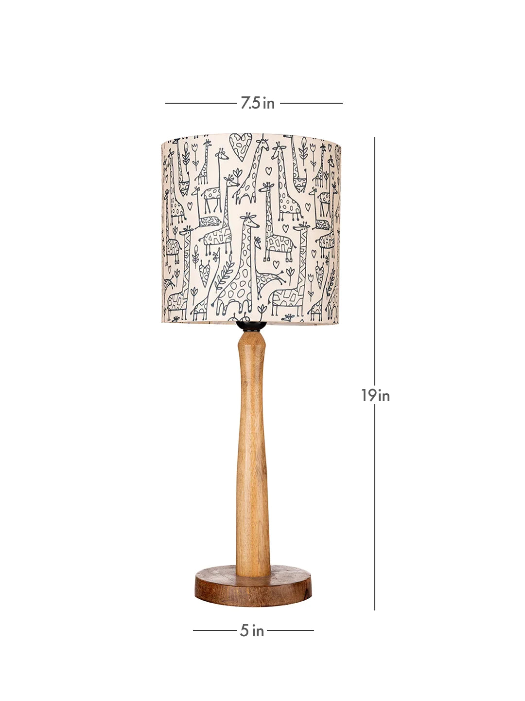Wooden Brown Lamp with Animal Print Shade