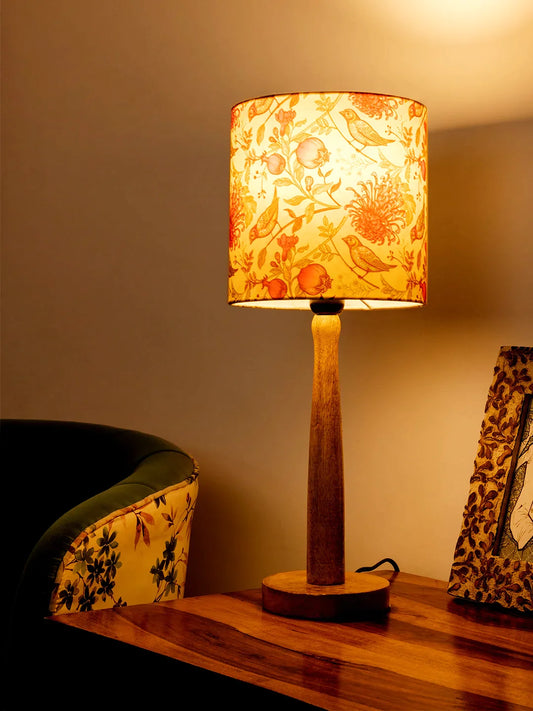 Wooden Brown Lamp with Birdy Shade