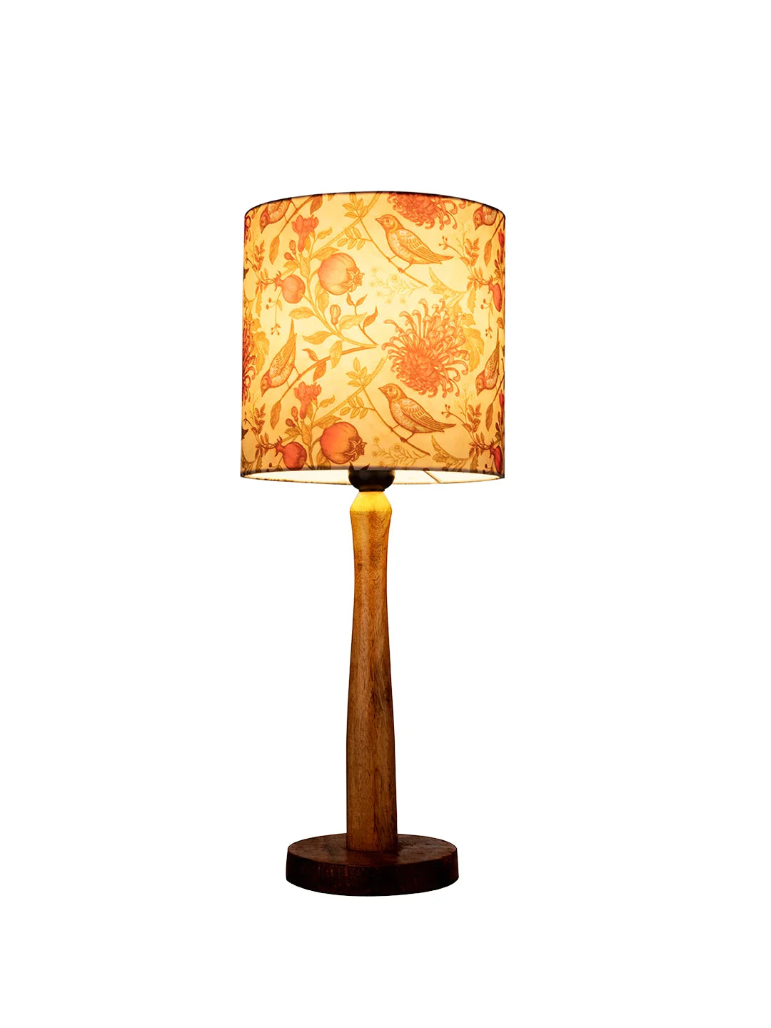 Wooden Brown Lamp with Birdy Shade