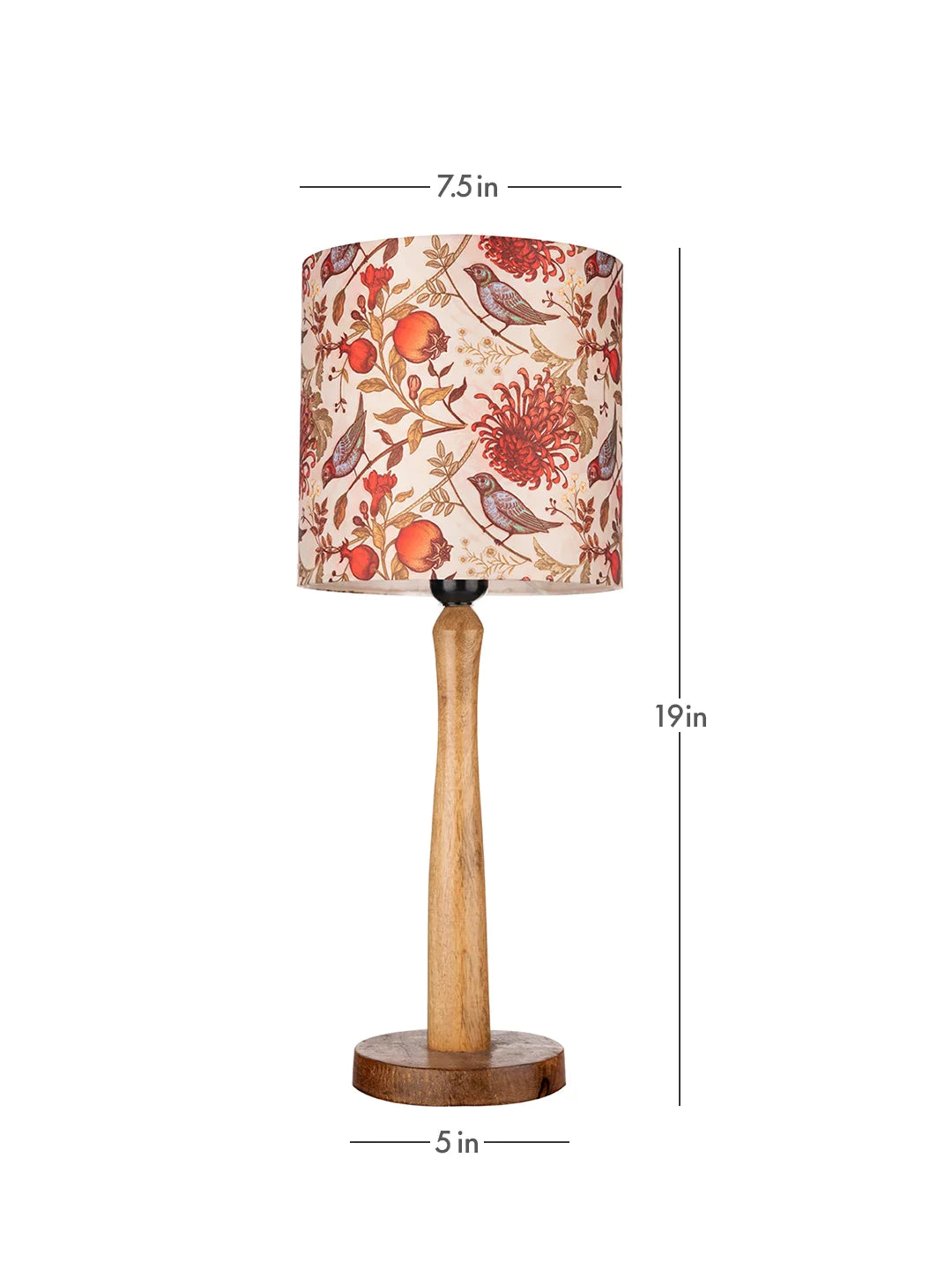 Wooden Brown Lamp with Birdy Shade