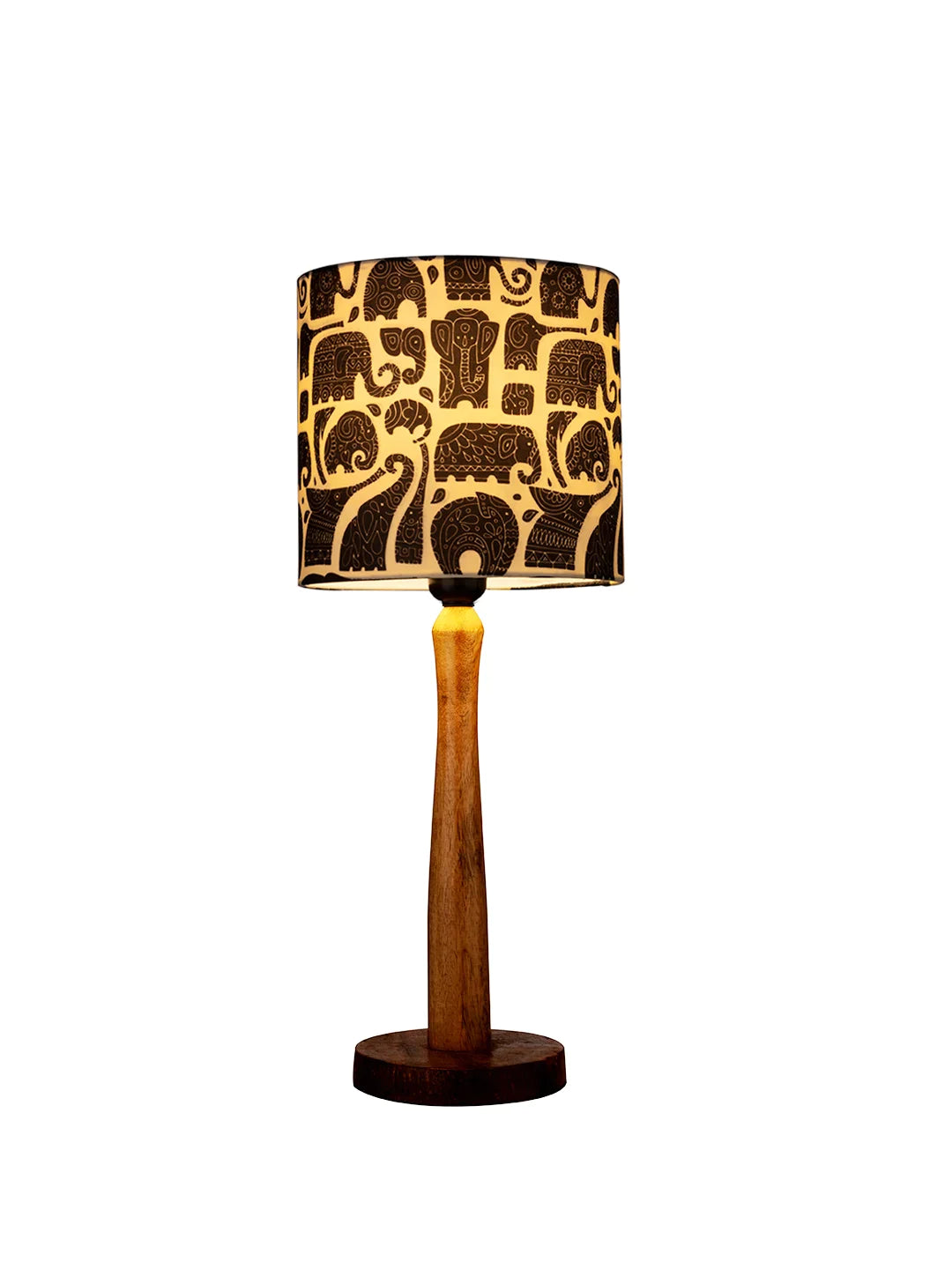 Wooden Brown Lamp with Black Elephant Shade