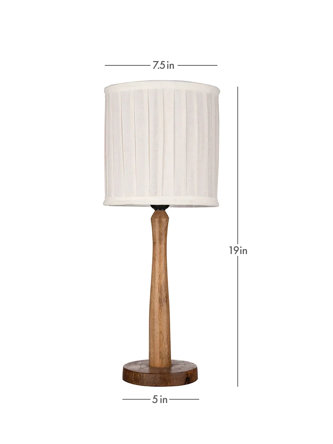 Wooden Brown Lamp with pleeted White Shade