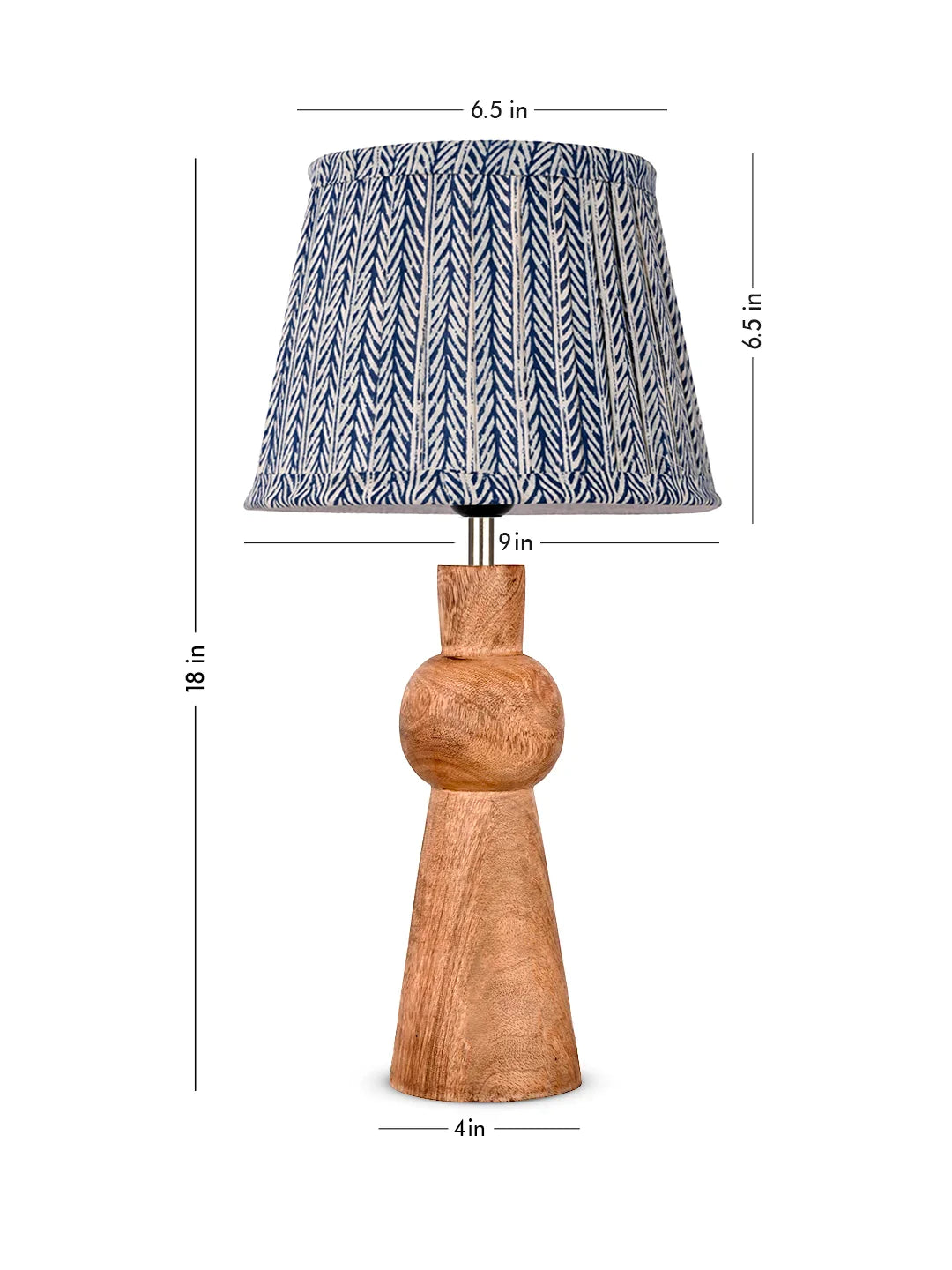 Wooden Skirt Table Lamp with Pleeted Colorful Grey Taper Shade