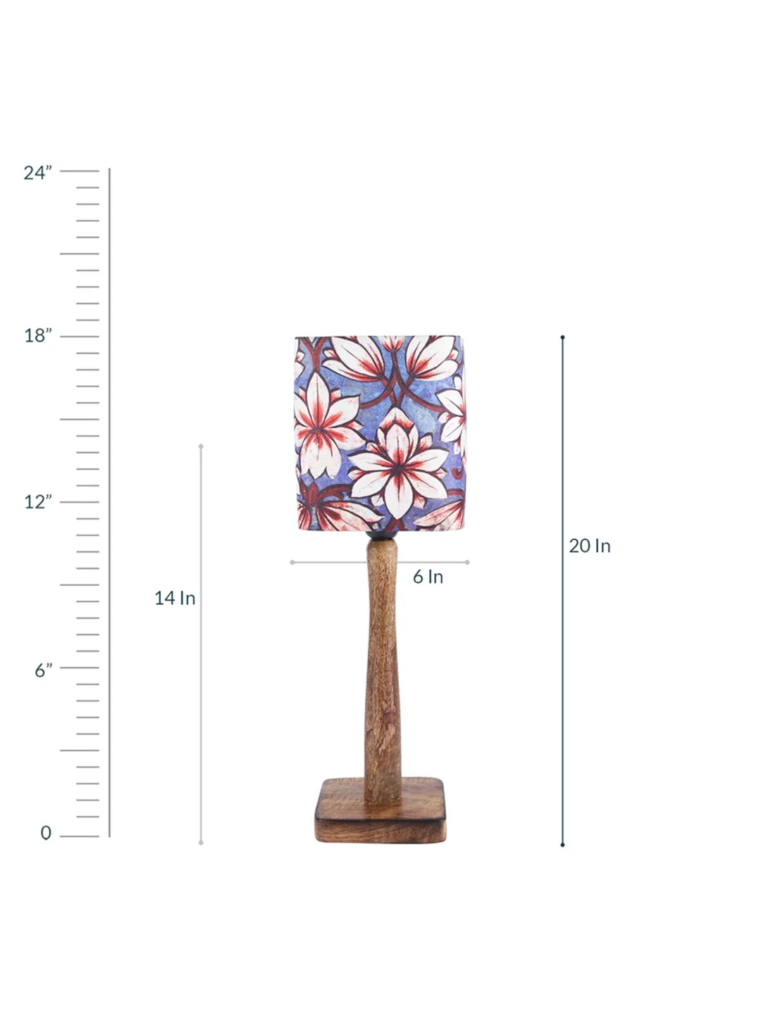 Blue Flowers Wooden Lamp