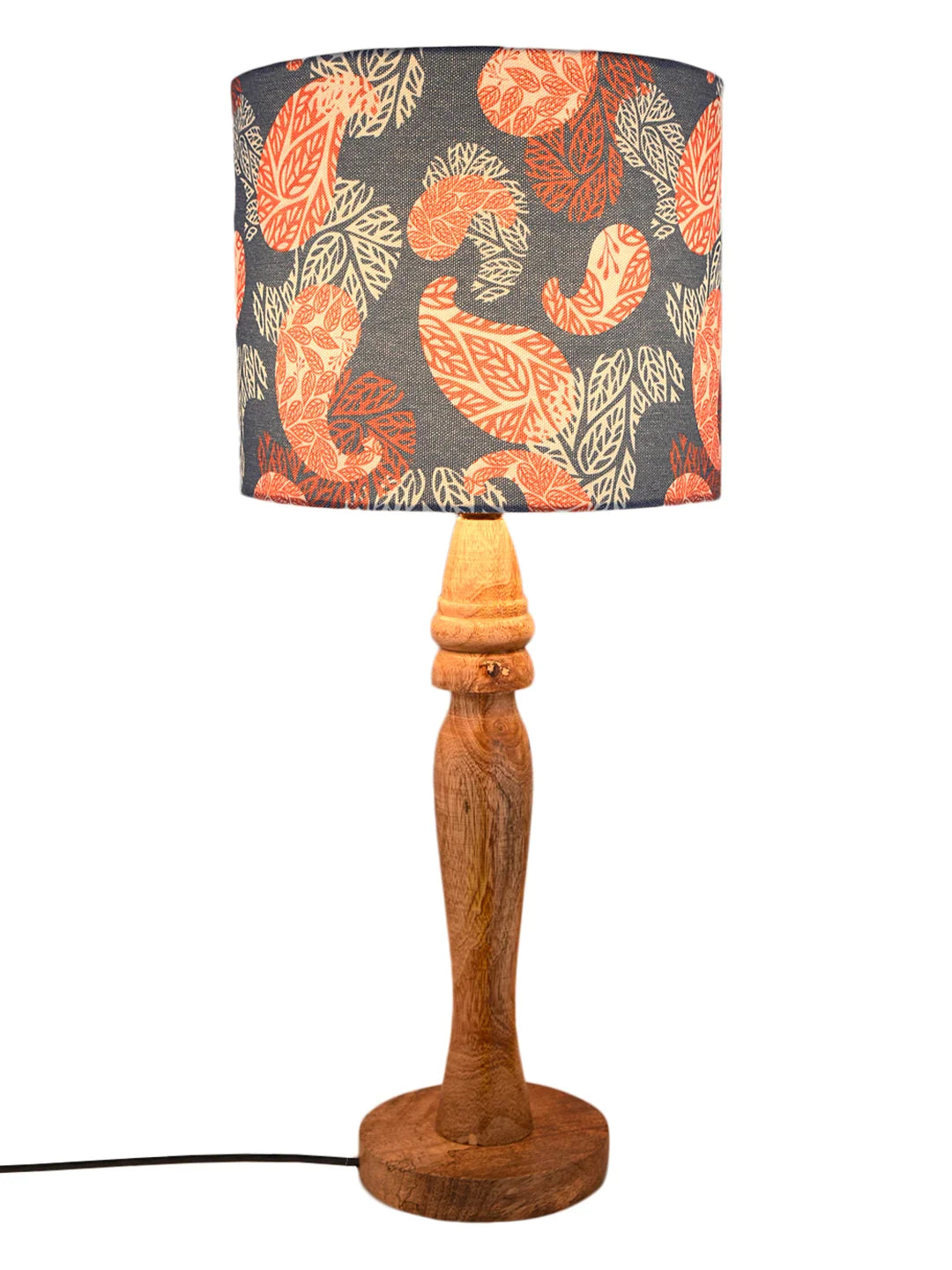 Wooden Round Lamp with Colorful Ambee Lamp Shade