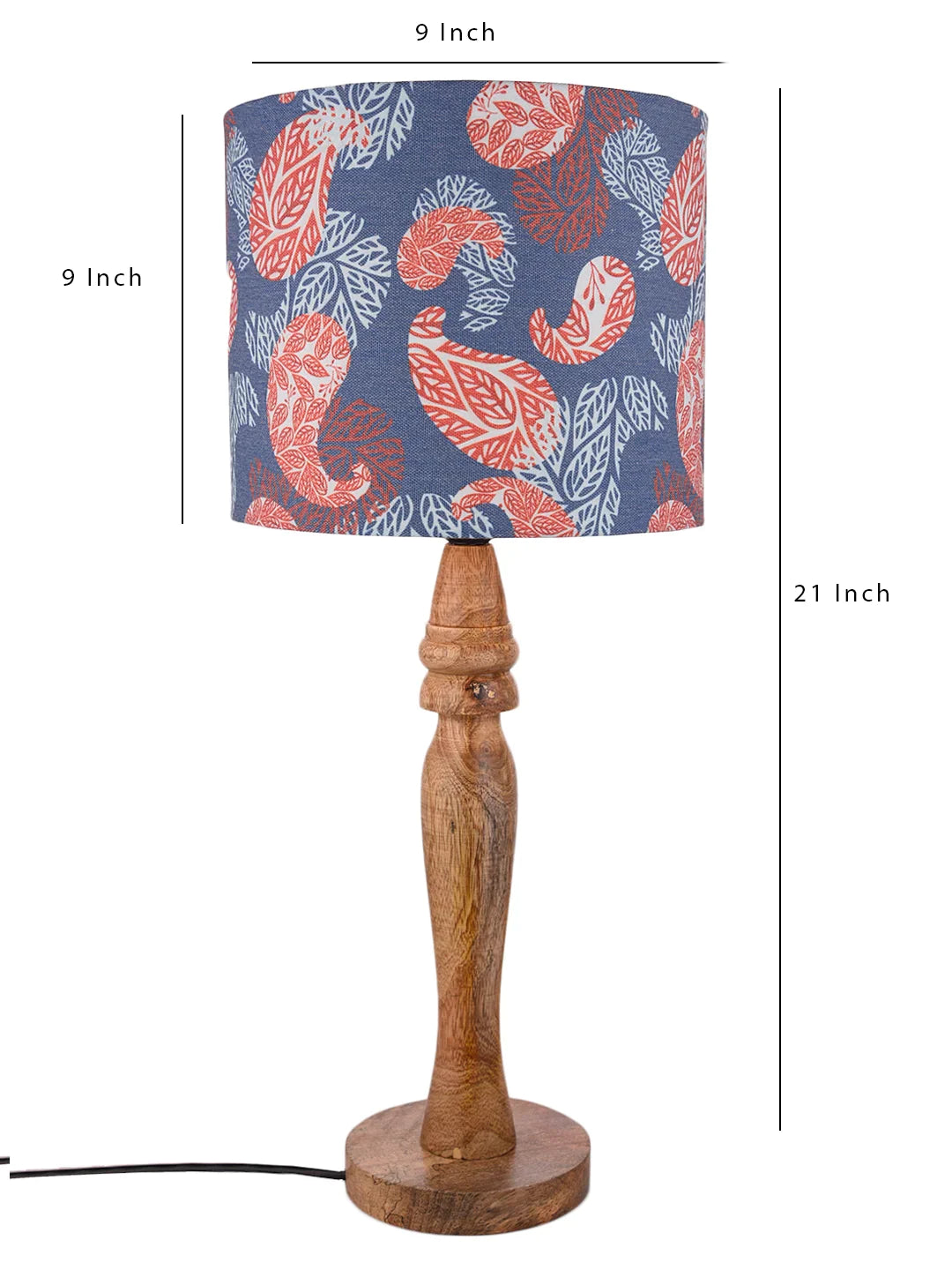 Wooden Round Lamp with Colorful Ambee Lamp Shade