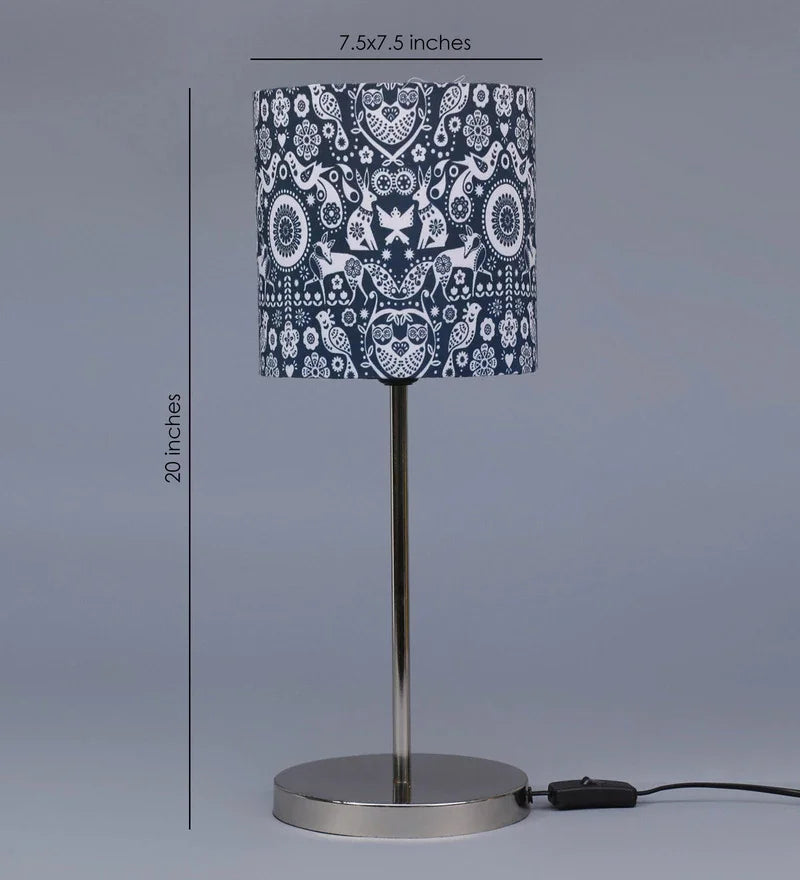 Metal Chrome Finish Lamp with Multicolor Animal Tribe Lamp Shade