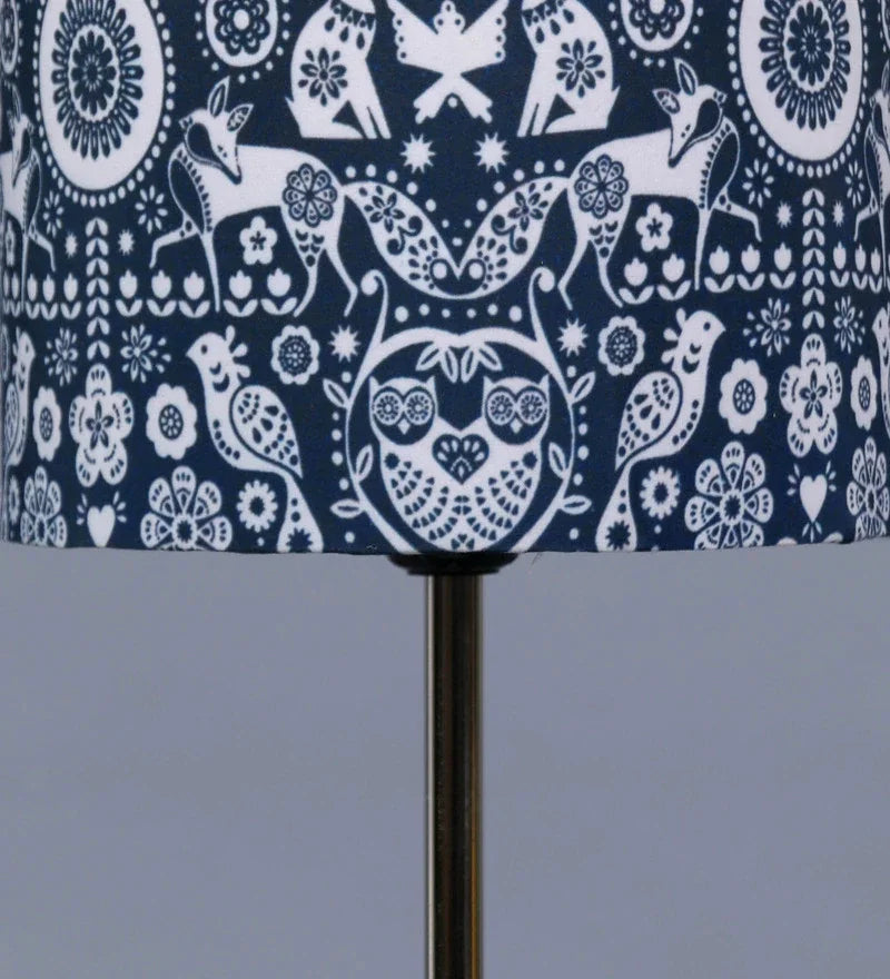 Metal Chrome Finish Lamp with Multicolor Animal Tribe Lamp Shade