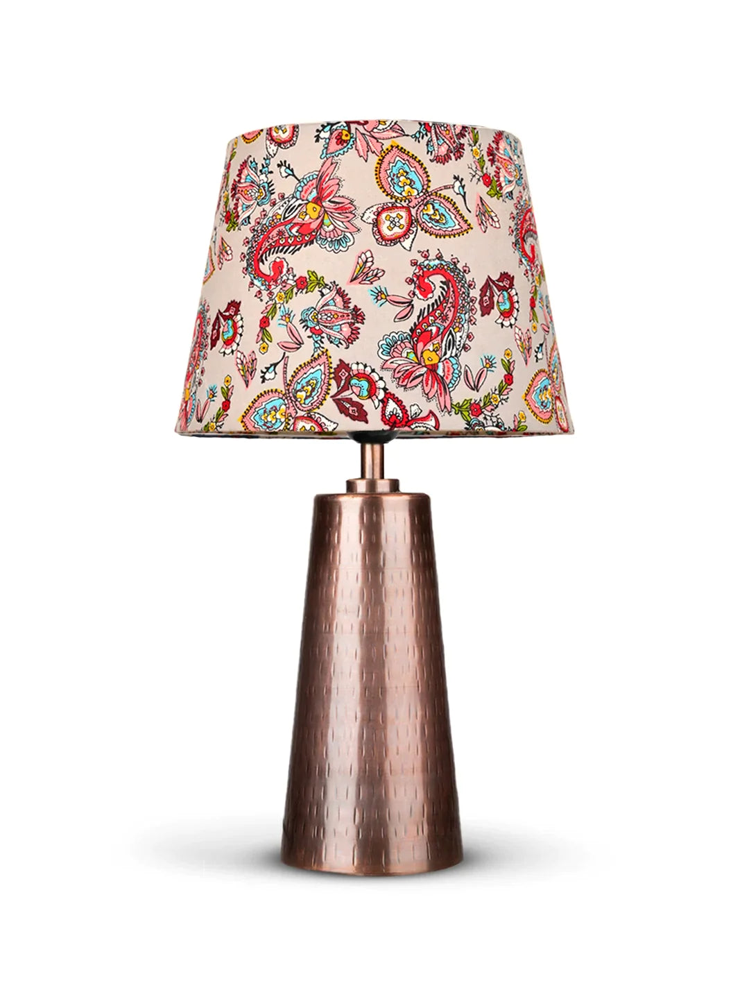 Copper Etched V-Shaped Lamp with Taper Muticolor Red Shade