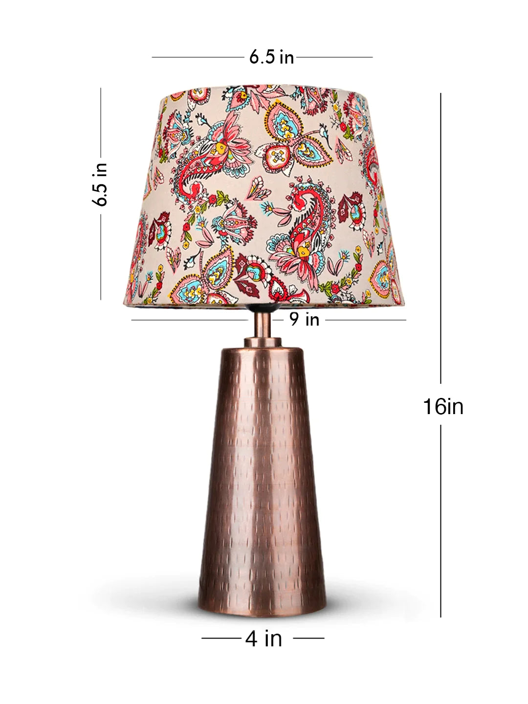 Copper Etched V-Shaped Lamp with Taper Muticolor Red Shade