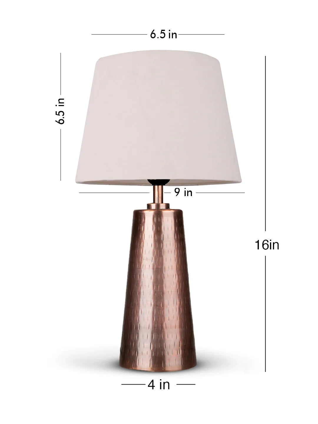 Copper Etched V-Shaped Lamp with Taper Solid White Shade