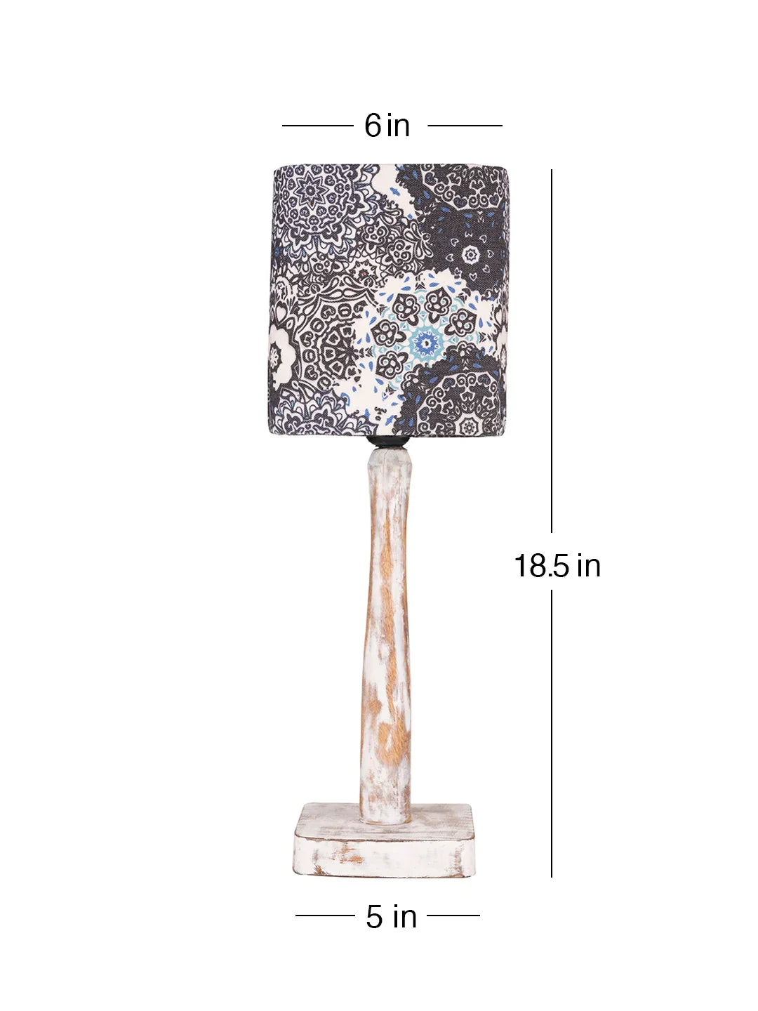 Curve Distress white Lamp with Blue batik print shade