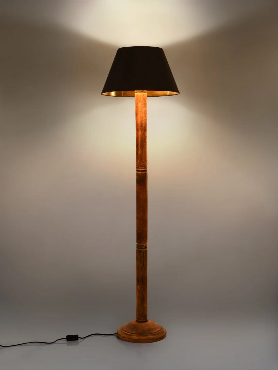Floor Lamp Brown Ring with Solid Black Taper Lamp Shade