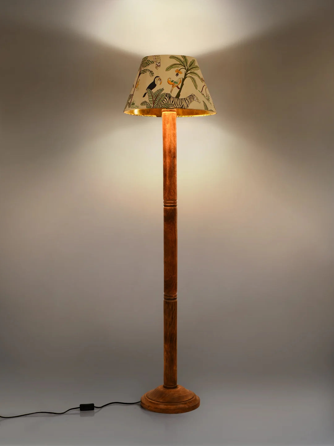 Floor Lamp Brown Ring with Mulicolor Taper Green Lamp Shade