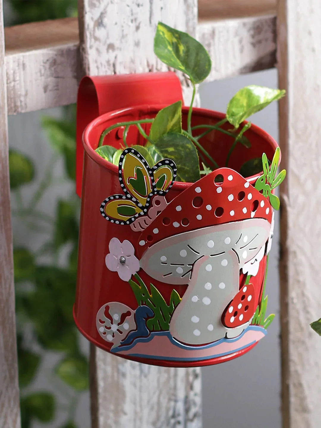Mushroom Railing Pot Red