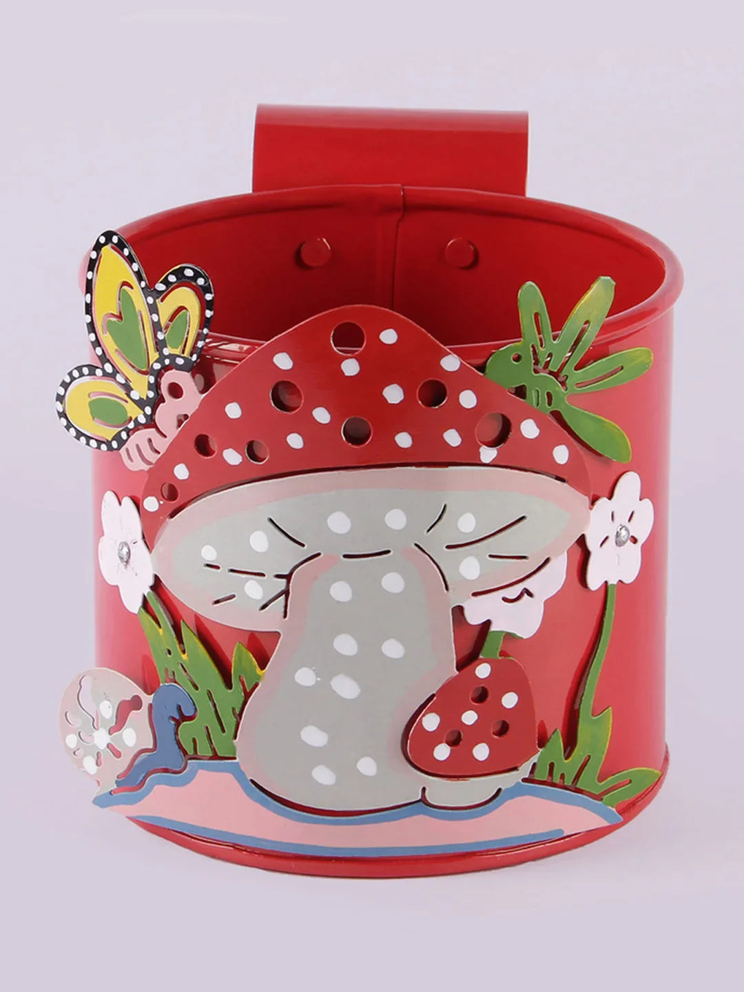 Mushroom Railing Pot Red