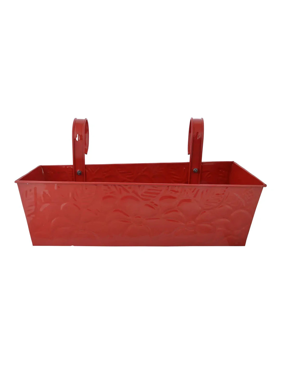 Embossed Rectangular Railing Planter Red 18 Inches