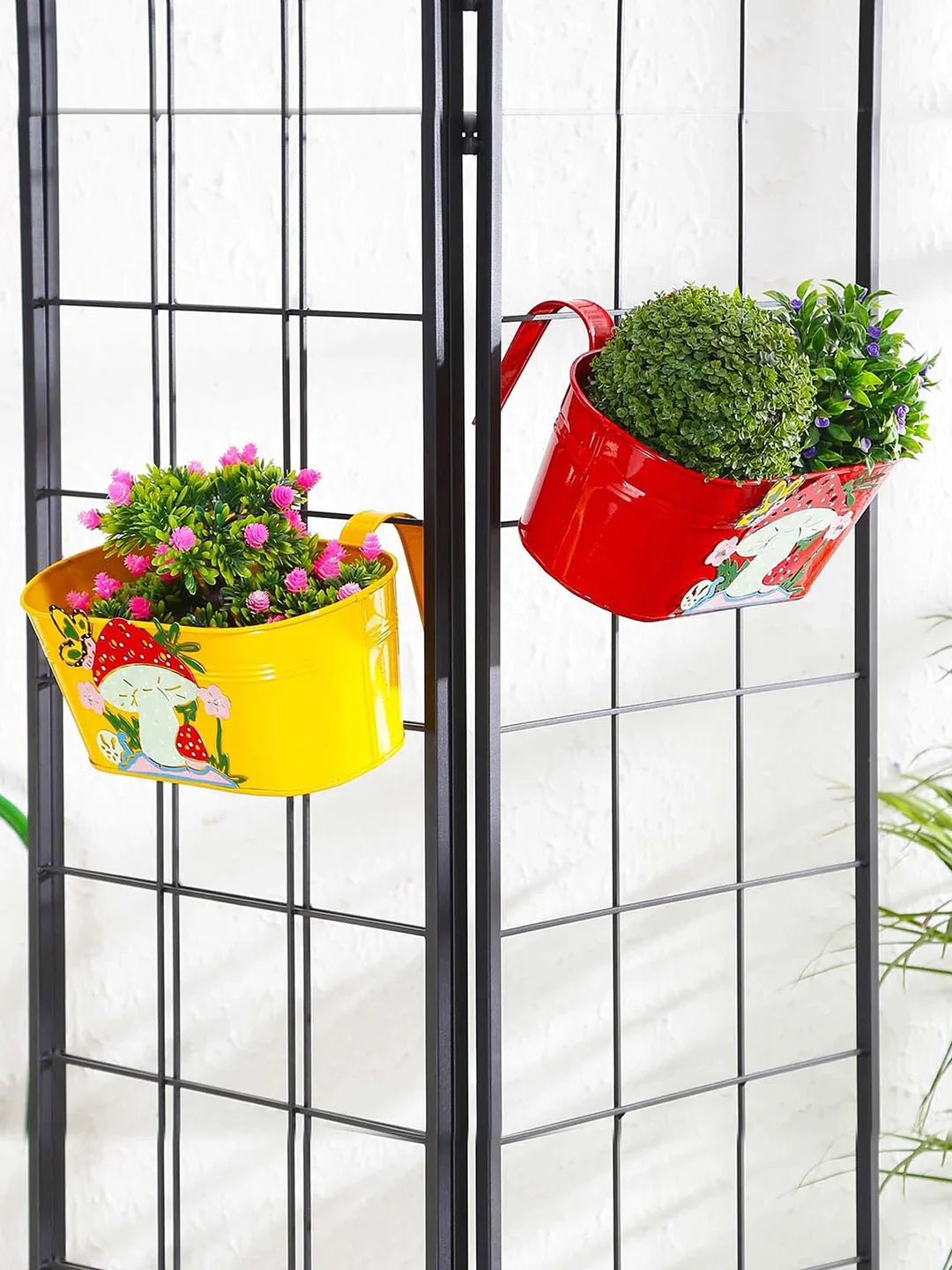 Set of two Mushroom Tub Yellow & Red 12 Inches 