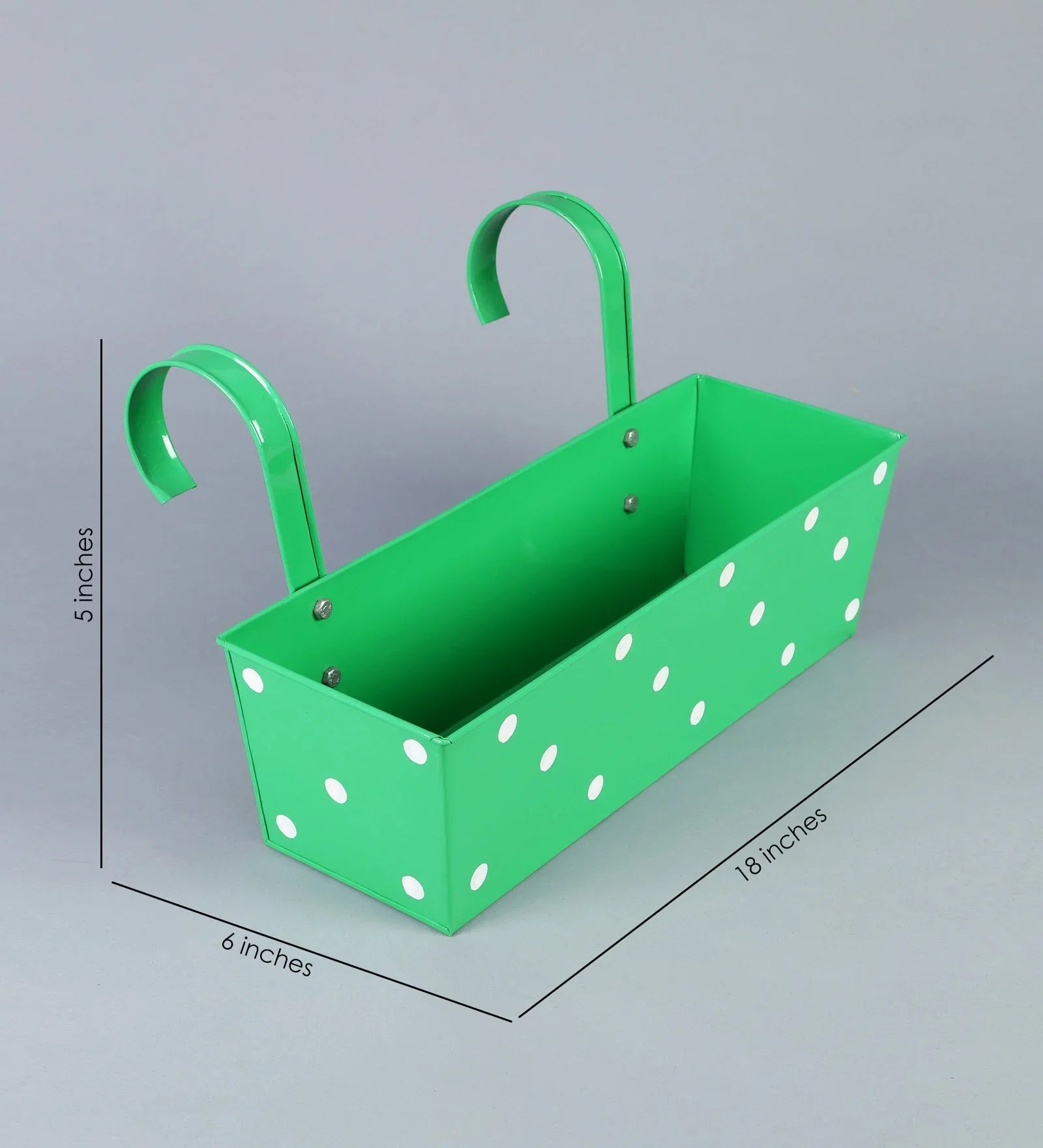 Set of two Polka Dot Rectangle Planter Blue & Green 18 Inches 