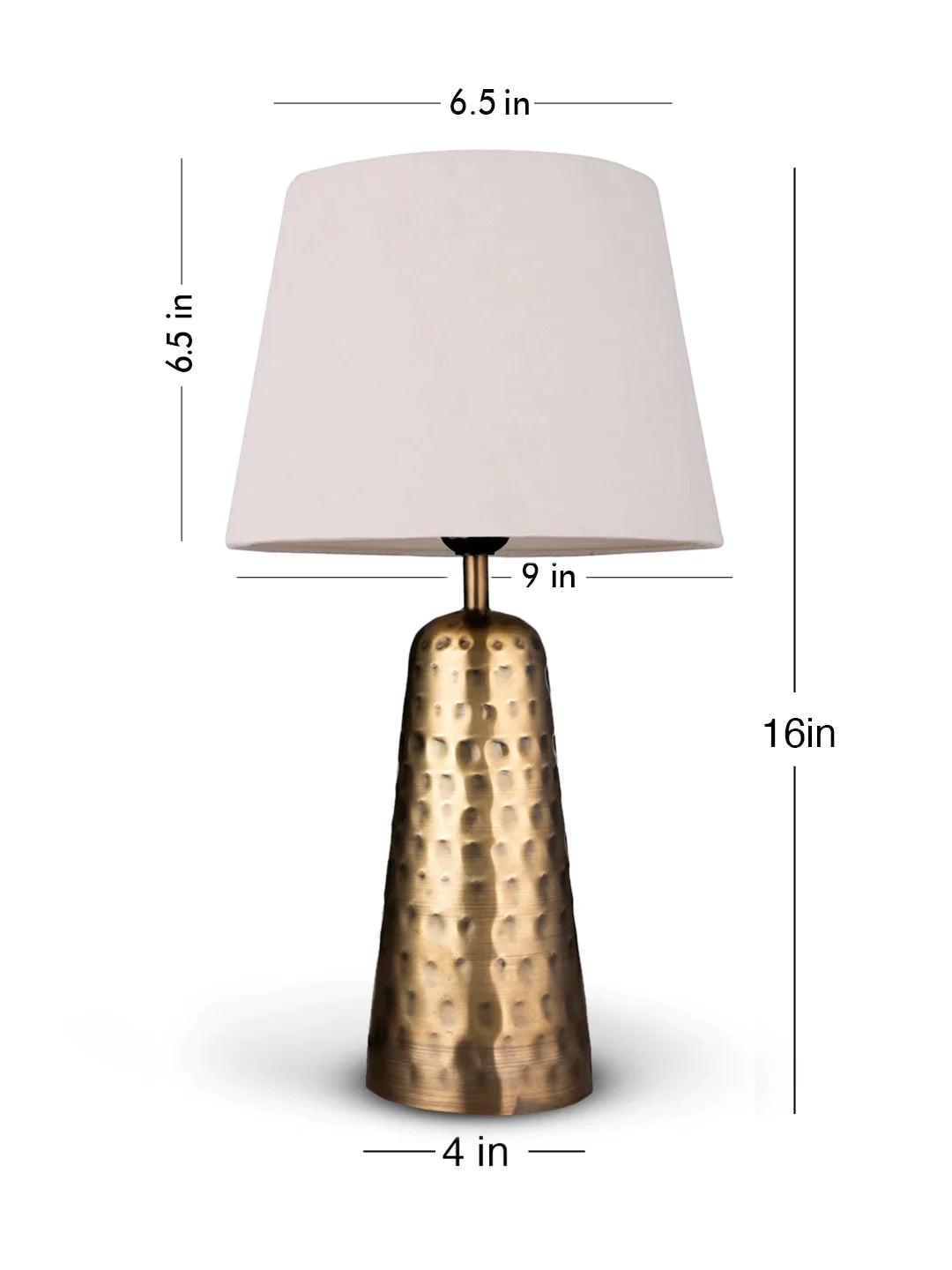 Golden Hammered V-Shaped Lamp with Taper Solid White Shade