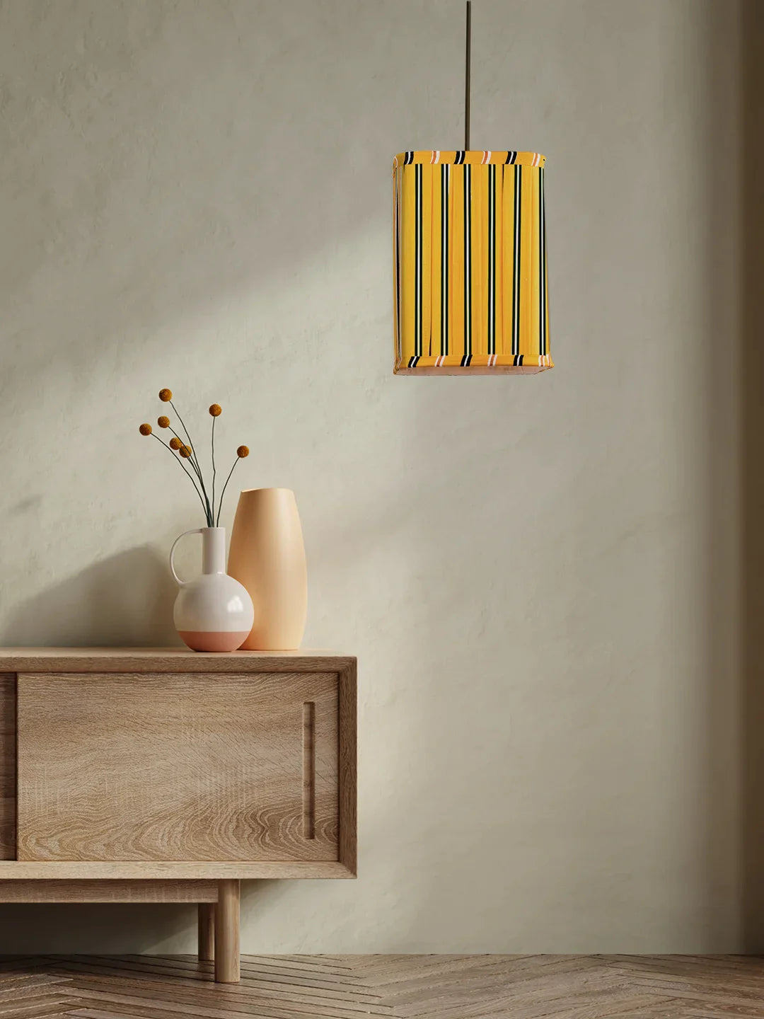 Yellow Stripe Print Hanging Shade