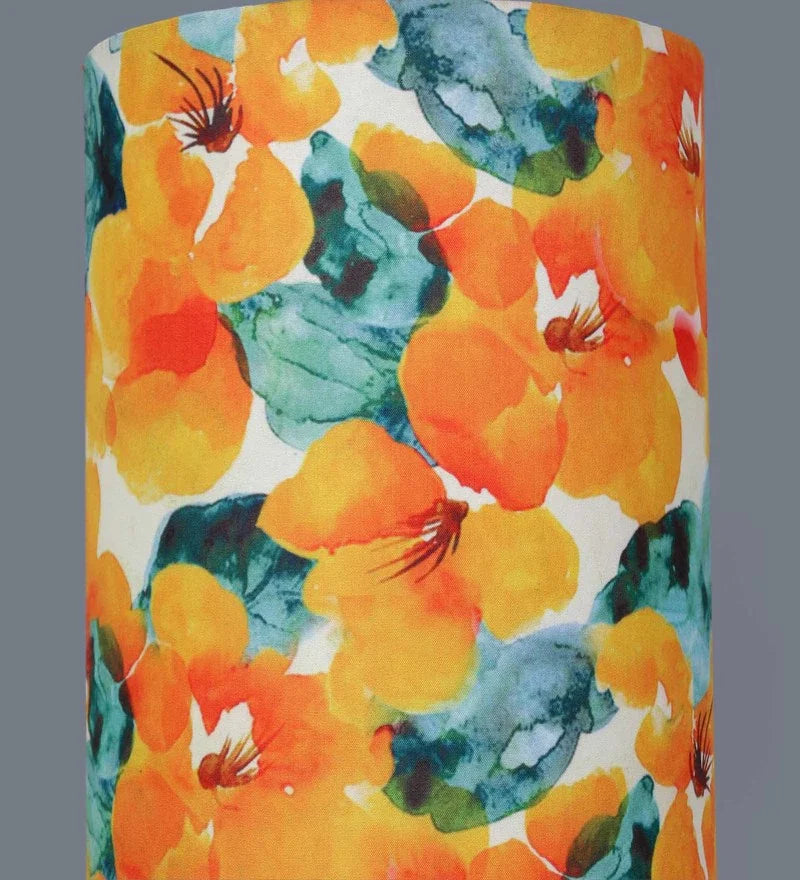 Orange Flowers Cylindrical Hanging Shade