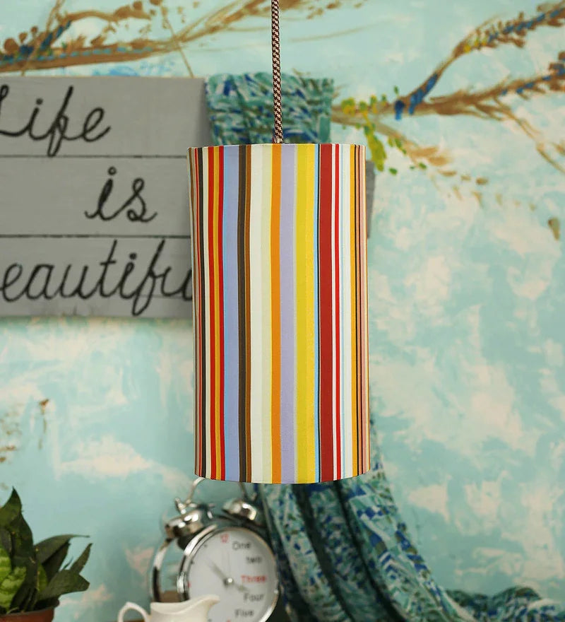 Colorful Stripes Cylindrical Hanging Shade